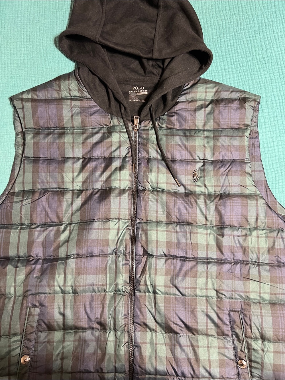 Polo Ralph Lauren Blackwatch Tartan Plaid Hooded Hybrid Vest XXL